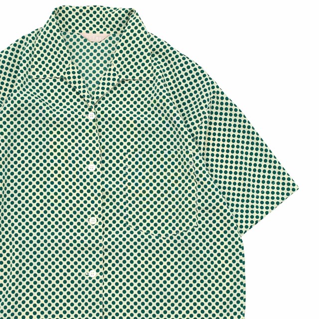 Japan vtg dot pattern open collar shirt Made in JAPAN