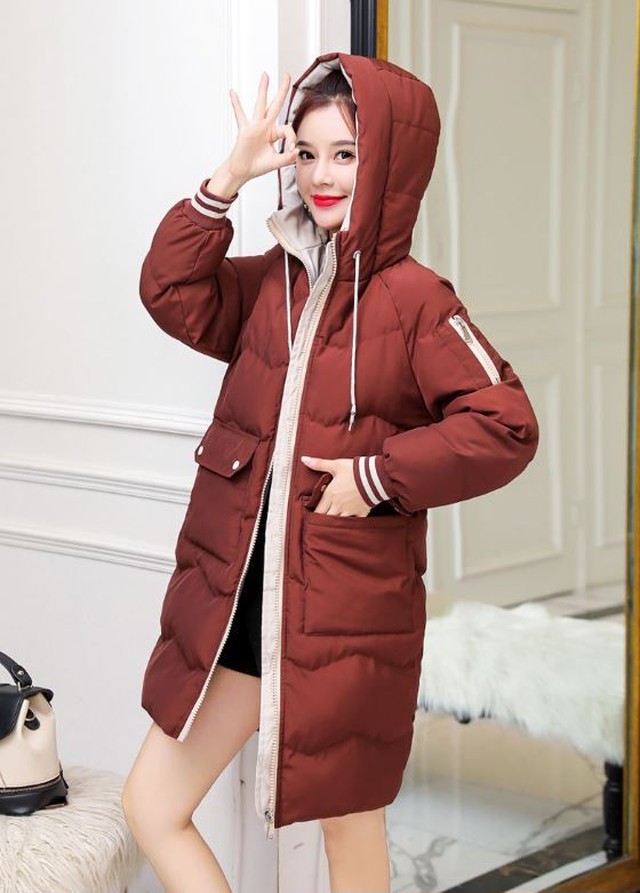 大きめ ダウンコート フード付きジャケット ミッドレングス ベンチコート 長袖 無地 シンプル あったか 防寒 お出かけ 女子会 デート シンプル カジュアル 大人可愛い オルチャン 韓国 Uki Uki