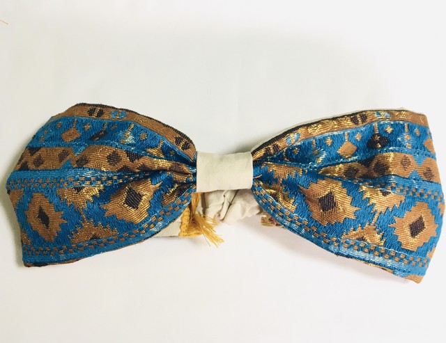 ブルー ブラウン エスニック柄ターバン風ヘアバンド Lumphini ルンピニー