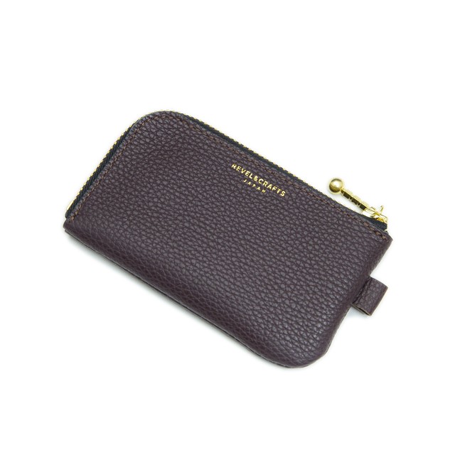 カードサイズのLファスナーミニ財布-L ZIP PURSE KIDS BURGUNDY