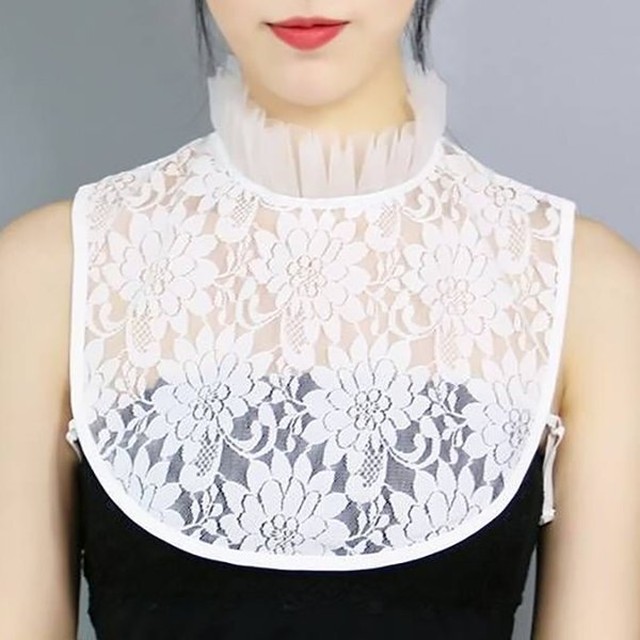 つけ襟 付け襟 可愛い レース 花柄 透け フリル ハイネック レディース シャツ ツケエリ ホワイト ブラック 女性 かわいい エリ 襟 スタンドカラー 透明 清楚 456a1 A B