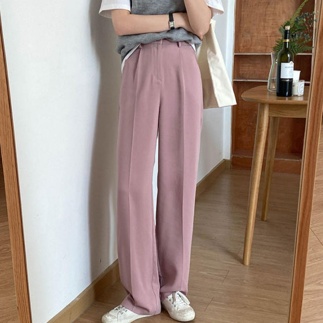 ワイドパンツ 韓国 ファッション レディース ロング ハイウエスト きれいめ カジュアル シンプル 大人可愛い 春夏 Cocotown