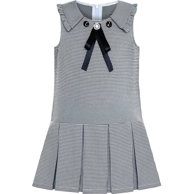 《school collection》 Dress Pleated White Black Plaid Collar (送料無料)