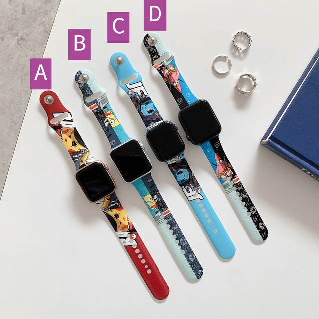 Apple Watchバンド スポーツバンド 42 44mm 38 40mm 柔らかい シリコン アップルウォッチ Series6 Se 5 4 3 2対応 ラバーベルト おしゃれ 大人気 キャラクター かわいいairpodsケース Switchカバー Iphoneケース Airtagホルダー New I