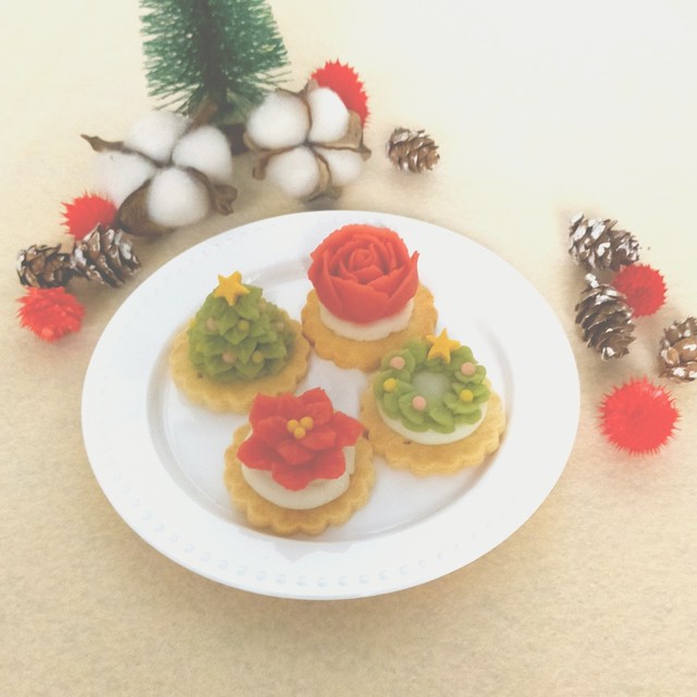 プチケーキ4個入り クリスマス 犬用ケーキ 猫用ケーキ わんこケーキ 犬ケーキ クリスマスケーキ Nanairo わんこのフラワーケーキ