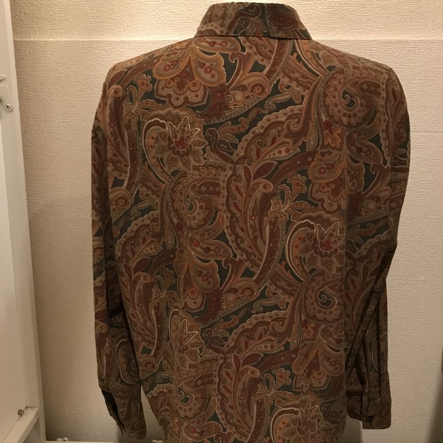 ペイズリー柄 レトロ柄シャツ長袖シャツ メンズライク 古着コーデ セレクト古着 おひさま洋品店 Online