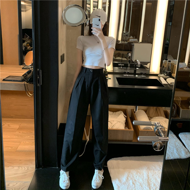 パンツ スラックス レディース 仕事 通勤 センタープレス 韓国 体型カバー 着痩せ ボトムス きれいめ ビジネス 代 30代 Cospa Fashion