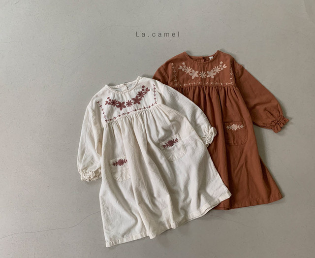 即納 Selly Dress 韓国子供服 刺繍入りワンピース La Camel こどもふく Select Shop Yourcloset 韓国子供服 海外子供服