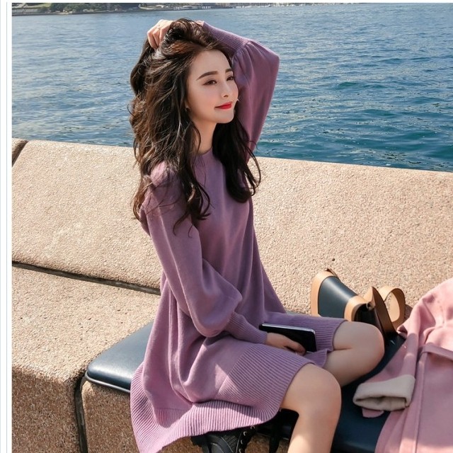 フェミニン ワンピース ウールワンピース ニットワンピ レトロ ドレス ファッショナブル フェミニン 大人かわいい 上品 通勤 オフィス デ Basecamp49