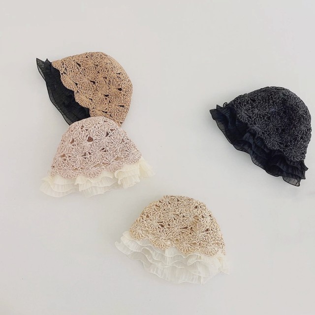 ペーパーレースハット キッズ ベビー 帽子 ナチュラル ガーリー 女の子 春 夏 Baby Kids Mom Adzuki アズキ