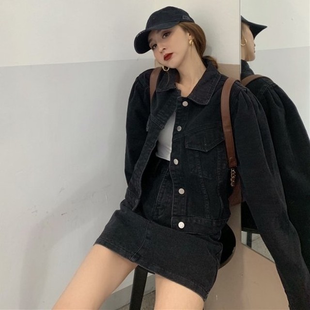 デニム セットアップ レディース 韓国 ファッション デニム 上下セット デニムジャケット デニムスカート 韓国セットアップ Vestito