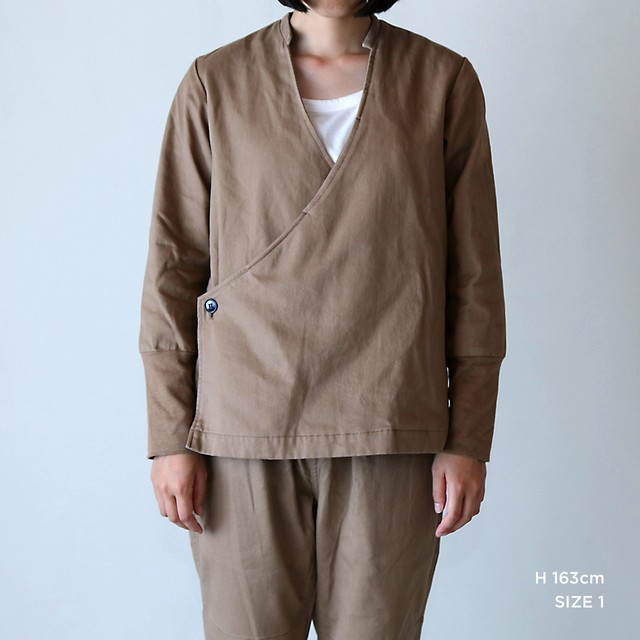 JK-24 立衿作務衣 チノ起毛 胡桃色