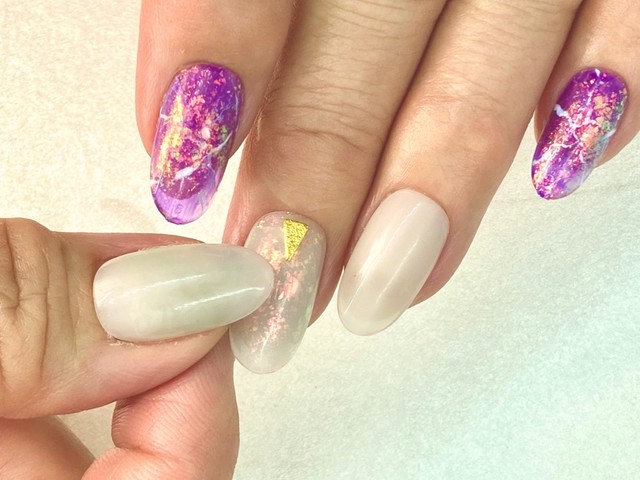 クリアパープル天然石 Bijou Perfect Fit Tip ネイルチップ Zero Gel Bijou