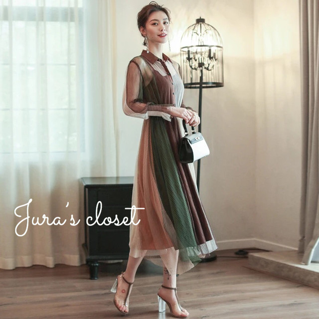 ヘリンボーン アースカラーワンピース Jura S Closet ジュラクロ