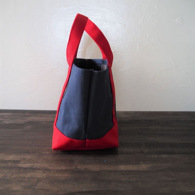 カラー帆布のトートバッグs ネイビー 赤 Sui