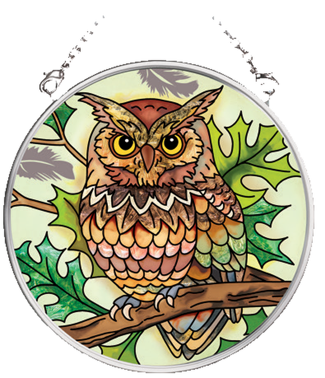 子ふくろう 小 Great Horned Earth Owl ステンドグラス風suncatcher