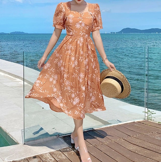 ミンチ 論争的 真珠のような オレンジ シフォン ワンピース Curioso Hiroo Jp