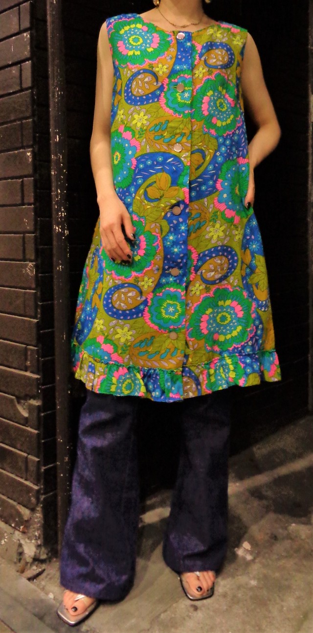 60 70 S Psychedelic Pattern Dress 60 70年代サイケデリック柄ノースリーブワンピース Small Change ヴィンテージ 古着 Smallchange スモールチェンジ