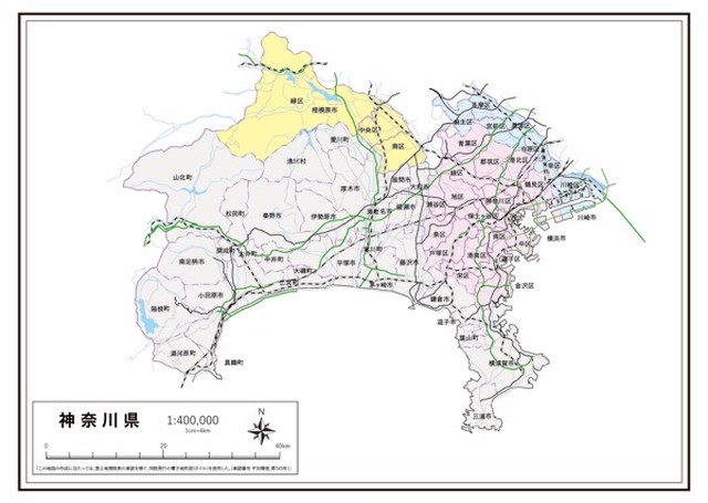 P7神奈川県 高速道路 鉄道 K Kanagawa P7 楽地図 日本全国の白地図ショップ