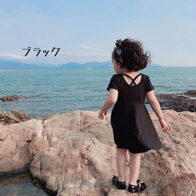 ワンピース Aライン フレアワンピース バックコンシャス Aラインワンピース 半袖 カジュアル Tシャツワンピ クロス バッククロス 子供服 女の子 キッズ 子供 春夏 春 夏 新作 おしゃれ 可愛い お揃い コーデ リンクコーデ 人気 お揃いコーデ ワンピ 韓国 韓国子供服 着