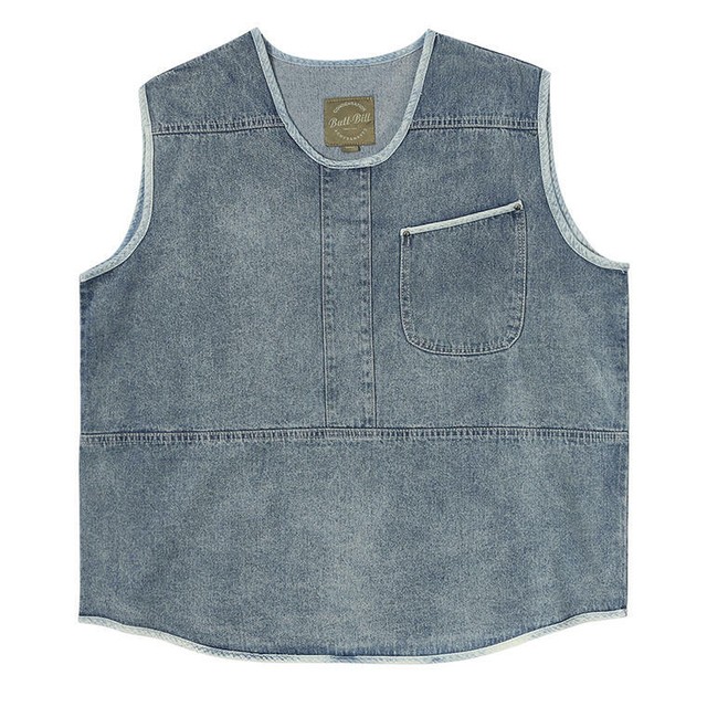 ノーカラー デニムベスト プルオーバー ウォッシャブルデニム Bigシルエット ストリート ゆったり カジュアル メンズ 取寄 発送目安14 21日営業日 Laff Store For Men ショップ情報 配送スケジュールを必ずご確認下さい