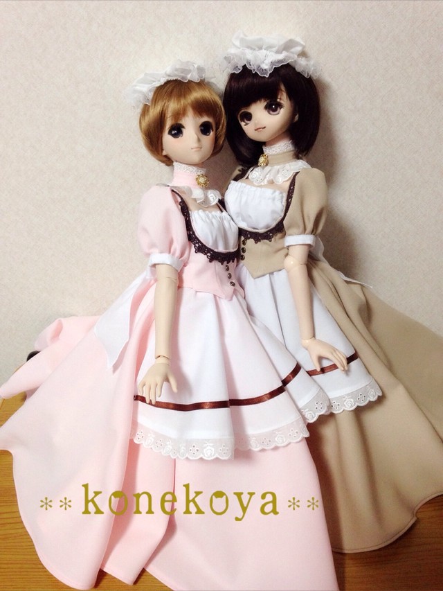 Dd Dddy用クラシックロングメイド服 ピンク Konekoya