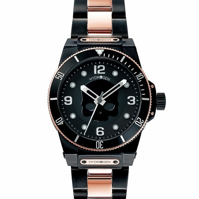 【HYDROGEN WATCH ハイドロゲンウォッチ】HW324207-SK/SPORTIVO SKULL COLLECTION スポルティヴォ スカルコレクション(ブラック×ピンクゴールド)/国内正規品 腕時計
