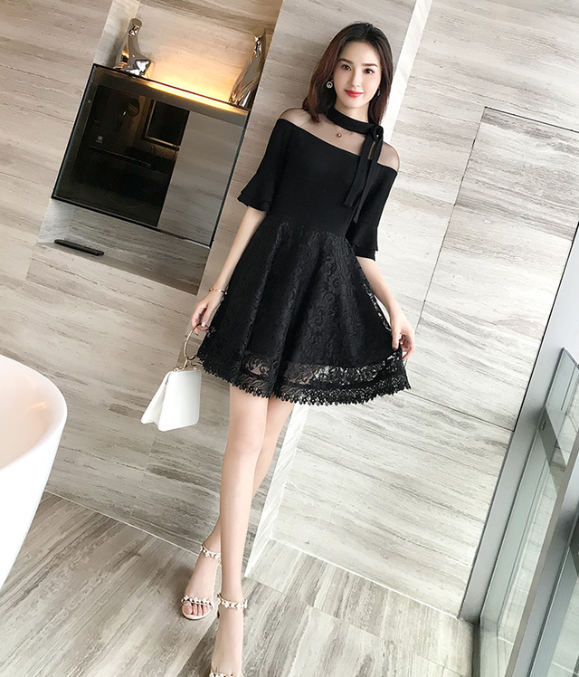 ミニ 黒 ワンピース 韓国