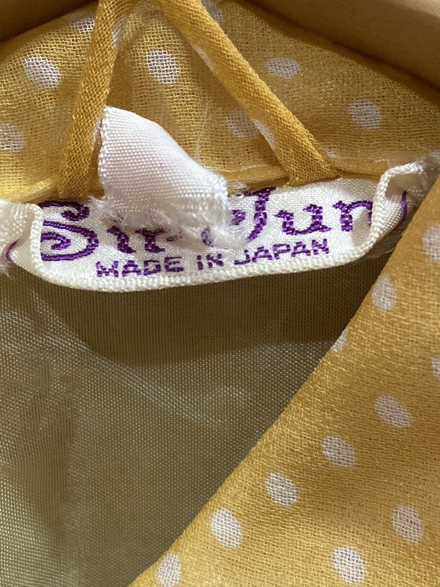 ドット柄 レトロワンピース イエロー おしゃれ ステッチ入り セレクト古着 おひさま洋品店 Online