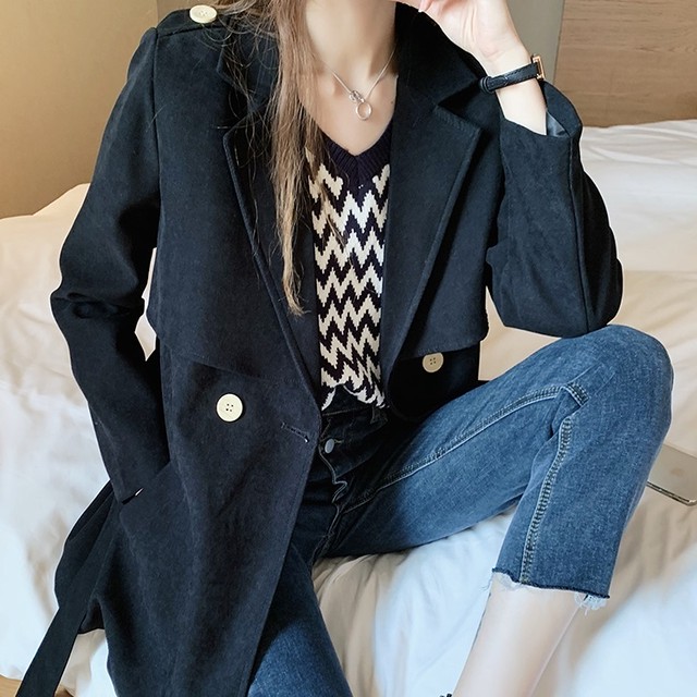 トレンチコート風 ハーフコート 春秋アウター ミディアム丈 春服 秋服 通勤 レディース I0552 Aeka Clothet For Worker