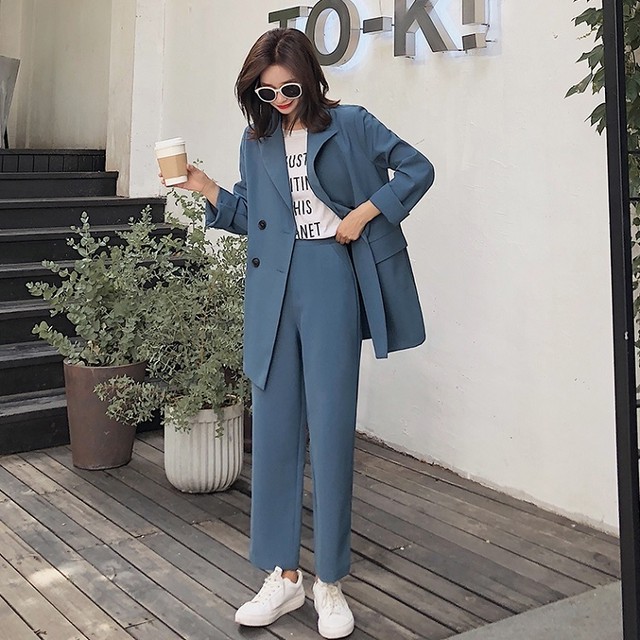 新着 セットアップ ブルー テーラードジャケット Slcp Lk