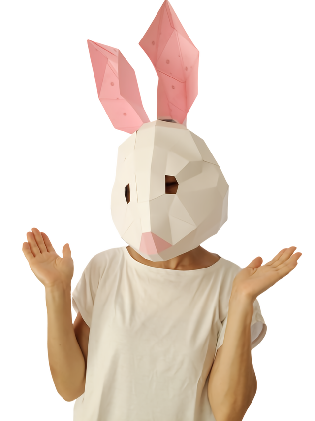 うさぎ ウサギ マスク かぶりもの 大人用 手作り人気動物シリーズ 面白いかわいい被り物 かぶれますく ハロウィン仮装衣装にも 送料込 Rabbit 3d Mask Papercraft Diy かぶれますく かぶりもの 被り物 動物マスク手作りペーパークラフト おもしろ 面白い