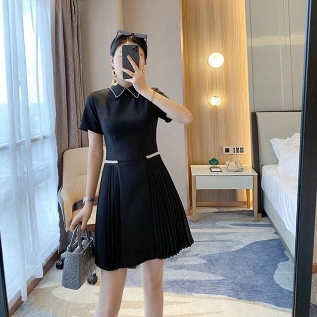 ワンピース ミニ丈 ミニワンピース 半袖 襟付き フォーマル 大きいサイズ プリーツ 白 黒 ワンピース ミニ丈 ミニワンピース 半袖 襟付き フォーマル 大きいサイズ プリーツ 白 黒 Leaflower 001 リーフラワー レディースファッション専門店