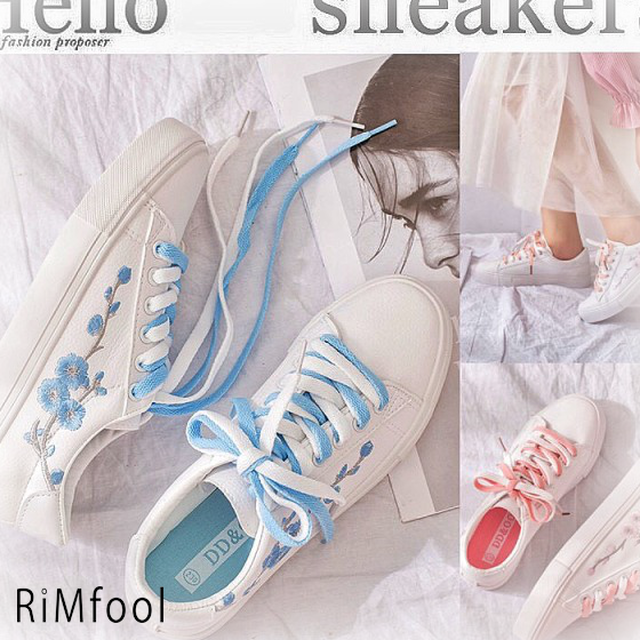 秋新作 スニーカー レディース ローカットスニーカー 刺繍 シューズ 靴 くつ ダンス スケボー スポーツ 可愛 Rimfool