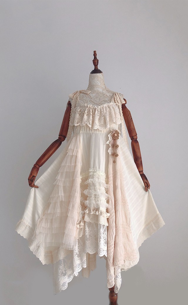 ロリータ Sweetdreamervintage 数量限定 レースワンピース ドレス リボン 不規則丈 甘ロリ クラロリ Loli01 Luxury