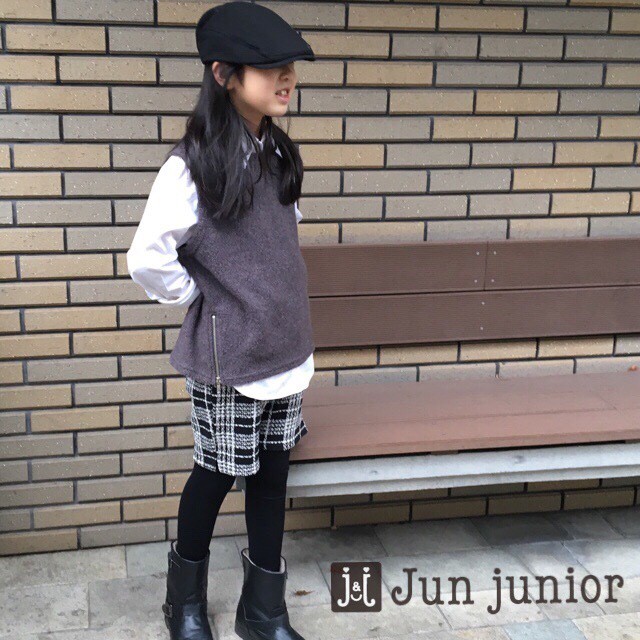 ファスナー付ベスト グレー ネイビー 子供服 ジュニア服 レディース 男女兼用 親子お揃い140cm 150cm 160cm Free Junjunior