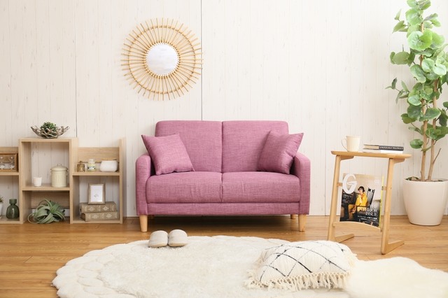 北欧デザインの2人掛けコンパクトソファ ピンク 北欧家具 Tkskshop 送料無料
