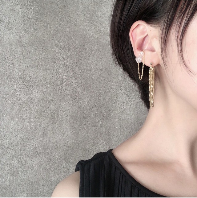 天然石のイヤーカフ チェーンタイプ Muku