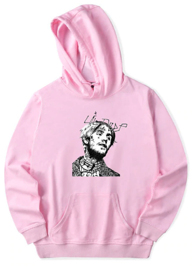 日本未発売 ラッパー Lil Peep リル ピープ 自画像 プリント パーカー スウェット 生地 ピンク 自画像 白 新品 送料無料 Select Shop Salu