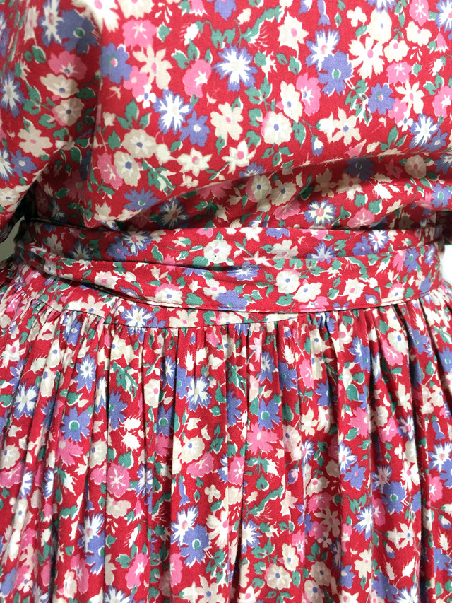 80s 80年代 英国製 ヴィンテージ Laura Ashley ローラアシュレイ 小花柄 ワンピース ドレス レディースm C0590 古着屋icecream