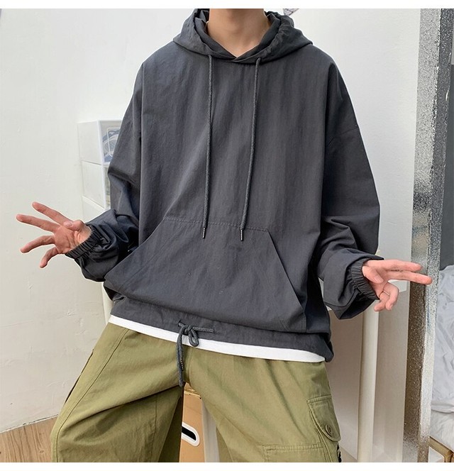 Aw Solid Color Hood Parka Gray Hr0441 韓国ファッション 韓国スタイル 韓国メンズファッション High Rise From Seoul