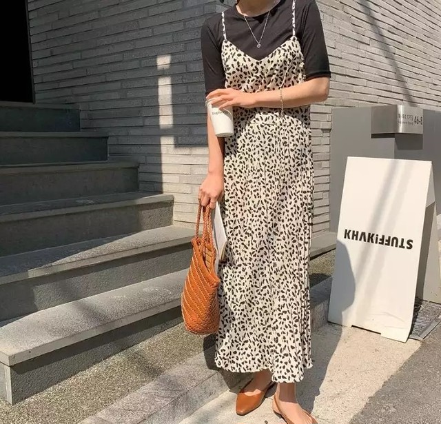 即日発送 Vネックレオパードワンピース Unposed Photo アンポーズドフォト