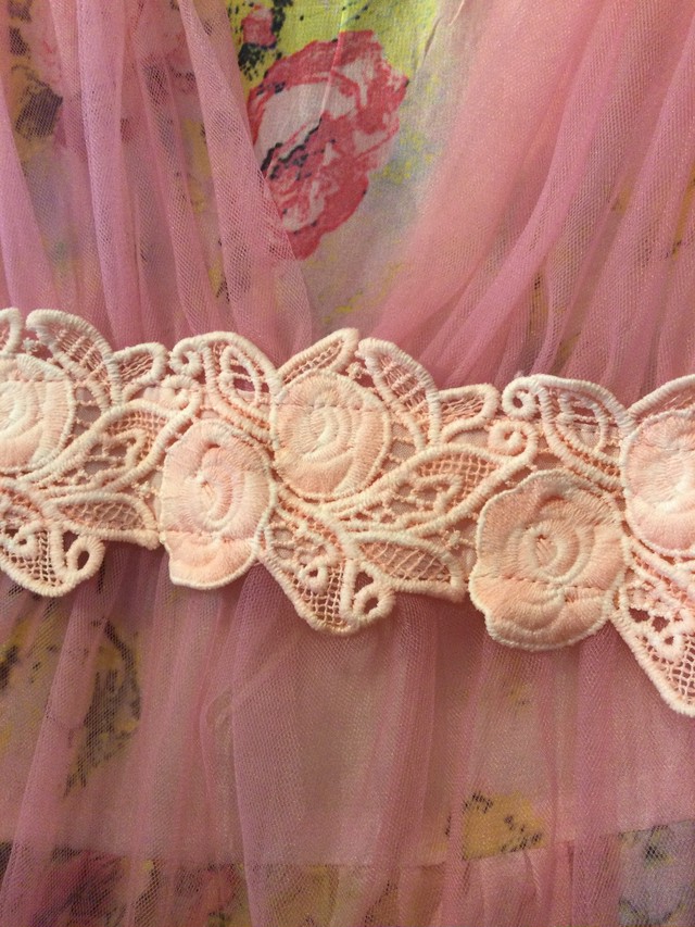 ロングジレ ローズプリント セットアップワンピースドレス Xlサイズ Croche