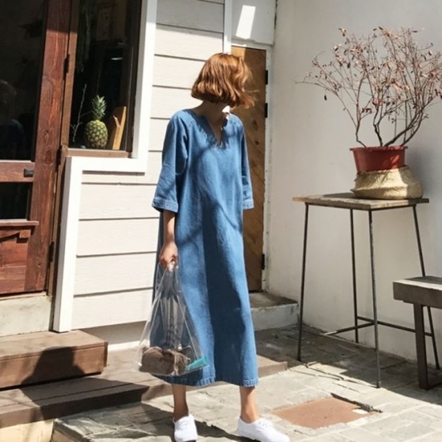 デニムワンピース デニムワンピ レディース Vネック 5分袖 デニム ロング丈 ワンピース ワンピ 大きいサイズ 韓国 秋冬新作 秋 秋色 秋服 秋sale ゆったり デニムワンピース デニムワンピ Leaflower 001 リーフラワー レディースファッション専門店 デニムワンピース デニムワンピ レディース Vネック 5分袖 デニム ロング丈 ワンピース ワンピ 大きいサイズ 韓国 秋冬新作 秋 秋色 秋服 秋sale ゆったり デニムワンピース デニムワンピ Leaflower 001 リーフラワー レディースファッション専門店
