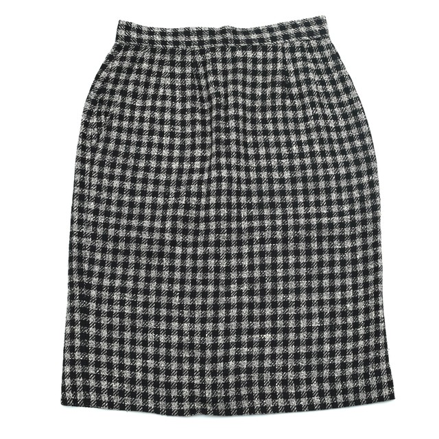 Vintage acrylic×silk check tight Skirt