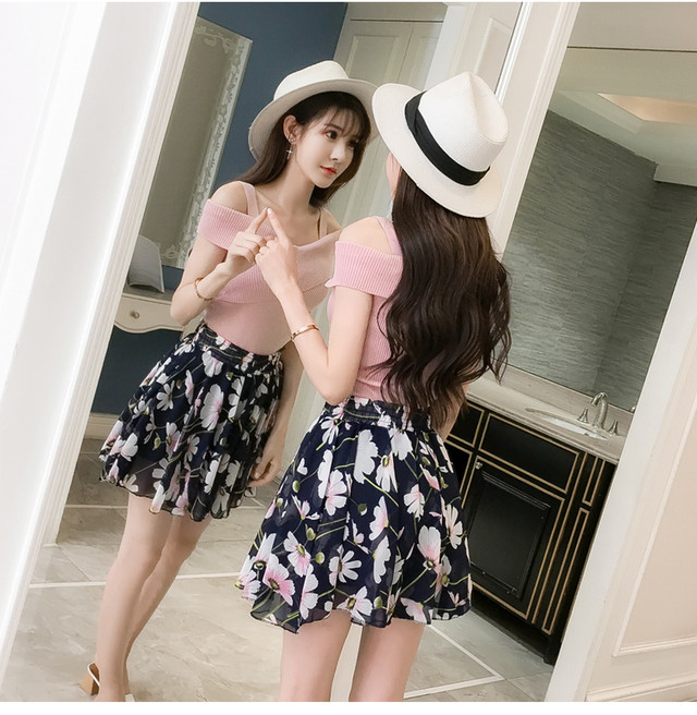 お取り寄せ ミニスカート スカート レディースファッション シフォン 女性 夏 韓国のかわいいプチプラファッション Honeybee