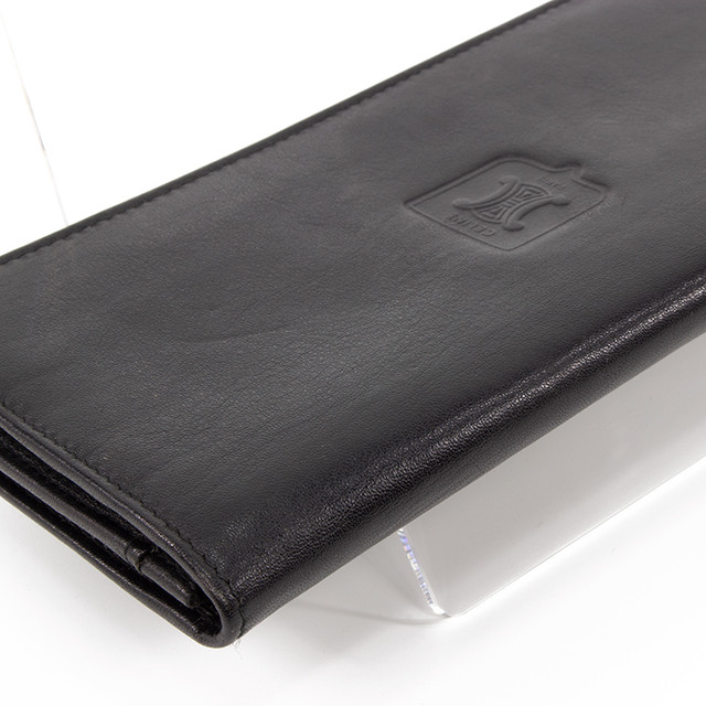 限界価格 送料無料 美品 Celine セリーヌ 長財布 二つ折り財布 マカダム柄 人気 綺麗 女性 メンズ 男性 黒 ブラック C076 Lexead レクシード