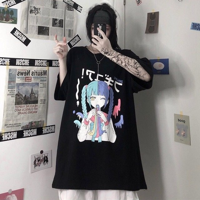 トップス アニメ図柄ファッションストリート韓国系プリント半袖tシャツ Momosale ド定番から最新のものまで網羅 ストリート 系ファッション専門店