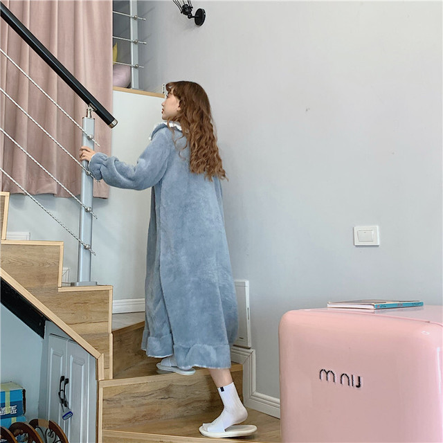 ワンピース ボアワンピース 長袖 ロング丈 リボン ボア モコモコ カジュアル 厚手 秋 冬 Quadrifolie クローバー