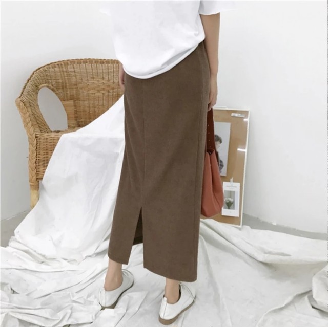 バックスリット入 ロングiラインスカート ポンチ タイト スカート タイトスカート ナロースカート オフィス きれいめ シンプル ペンシル スリット 膝下 膝下丈 ロングスカート ミモレ丈 スリット ボトムス 無地 0743 Sayurio レディースアパレル ファッション